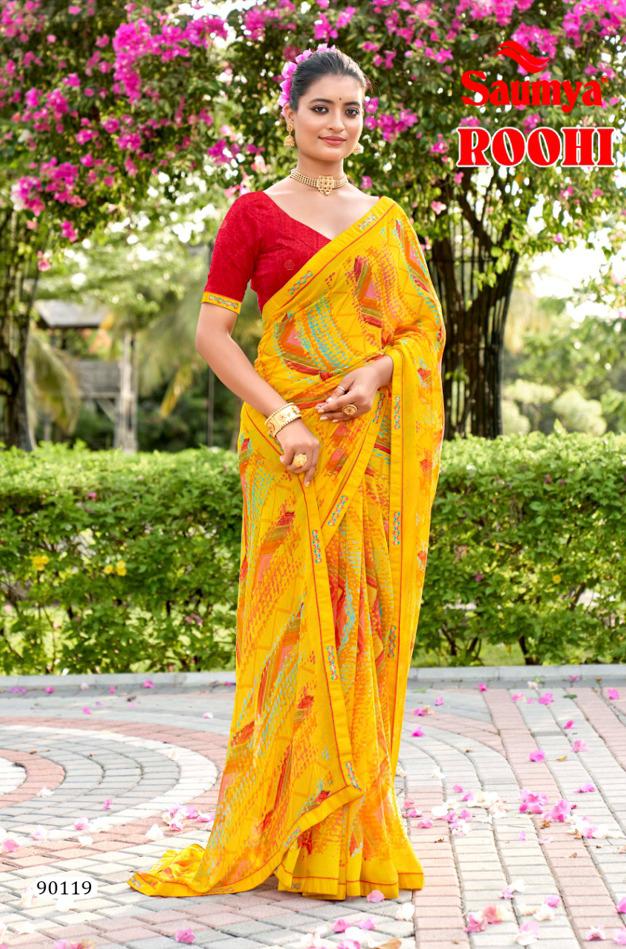 Roohi By Saumya Daily Wear Georgette Printed Sarees Wholesale Online